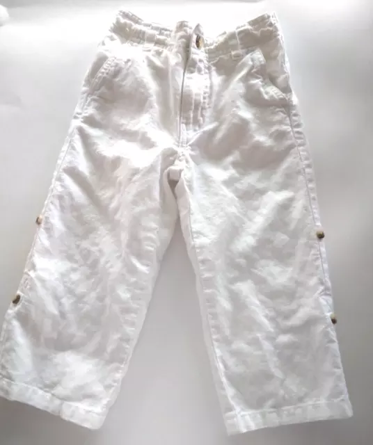 Janie and Jack2T linen, cotton, roll up leg pants white,elastic back,zipper