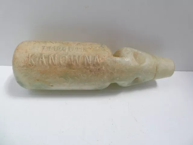 Long & Seebeck Kanowna Glass Codd Marble Bottle Embossed Feather