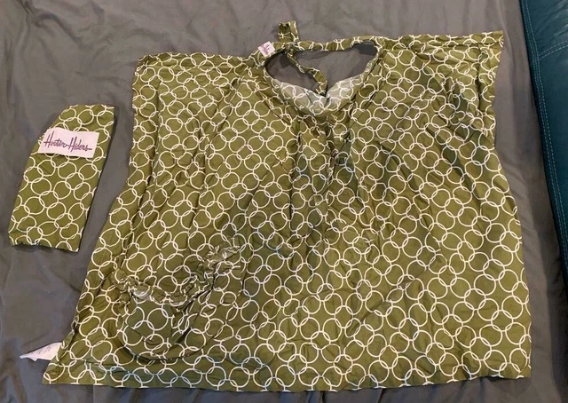 Hooter Hiders Cotton Nursing Cover & Storage Pouch Green & White