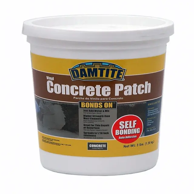Damtite 04003 Gray Bonds-On Vinyl Concrete Patch, 3 Lb. Pail
