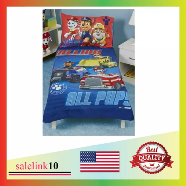 Paww Patroll Calling All Pups 4Piece Toddler Bedding Set in Blue/Red NEW