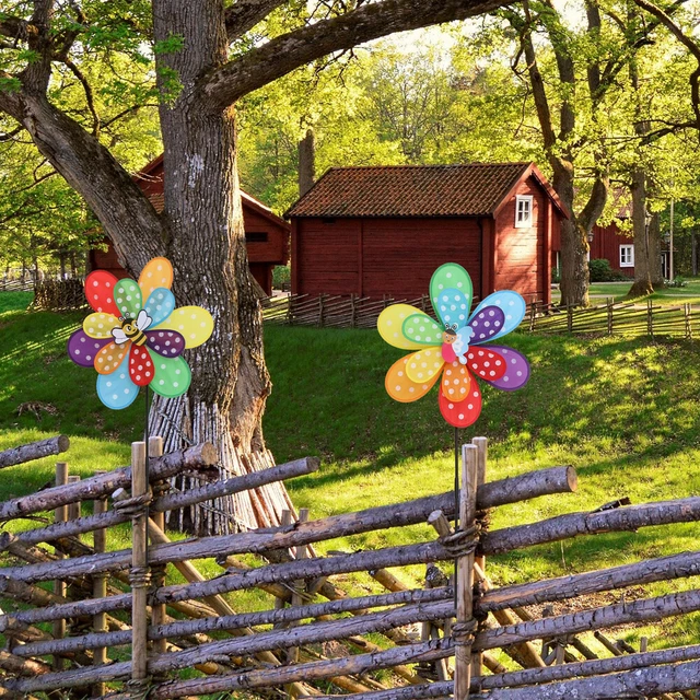 5Pcs Doppel Schicht Windmühle Spielzeug Sunflower Windrad Wind für Hof 5