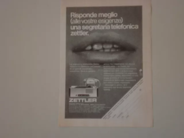 advertising Pubblicità 1971 SEGRETERIA TELEFONICA ZETTLER