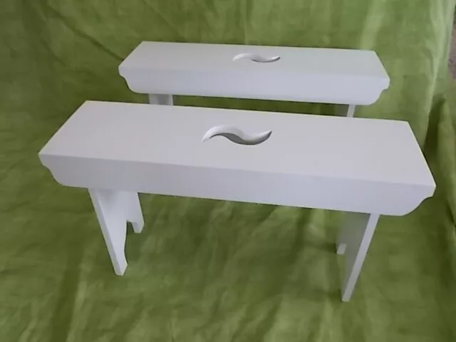 Pareja BANCOS de madera para niños. Largo 45 cms. Modelo Celtium Blanco