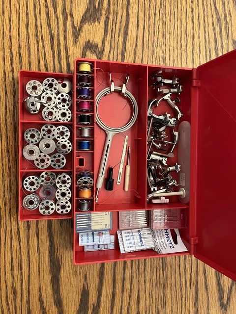 Bernina 830 Accessories Case w Presser Feet, Embr Hoop, Needles, Bobbins, Tools Bernina 830 Accessories Case w Presser Feet, Embr Hoop, Needles, Bobbins, Tools