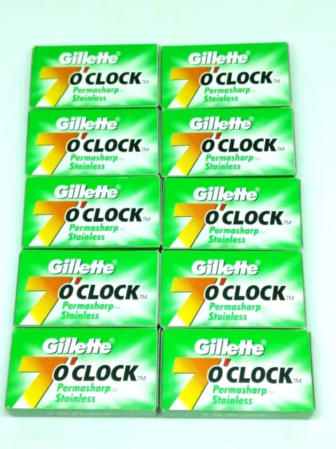 100 Gillette 7 o' clock Permasharp Stainless DE double edge razor blades