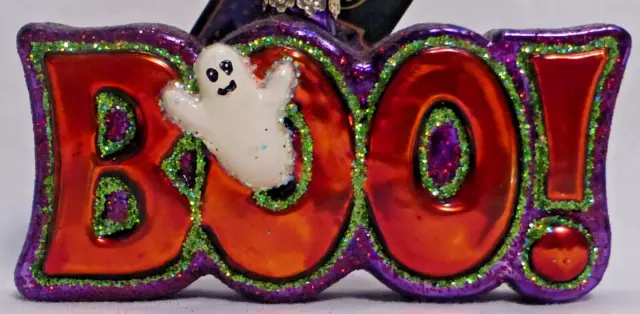 OWC Old World Christmas Glass Halloween Boo! #26077 ghost emerges from letters