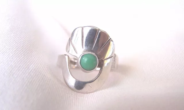 Taxco  Silver &  Green Adventurine   925 SS Size 6 Adjustable!