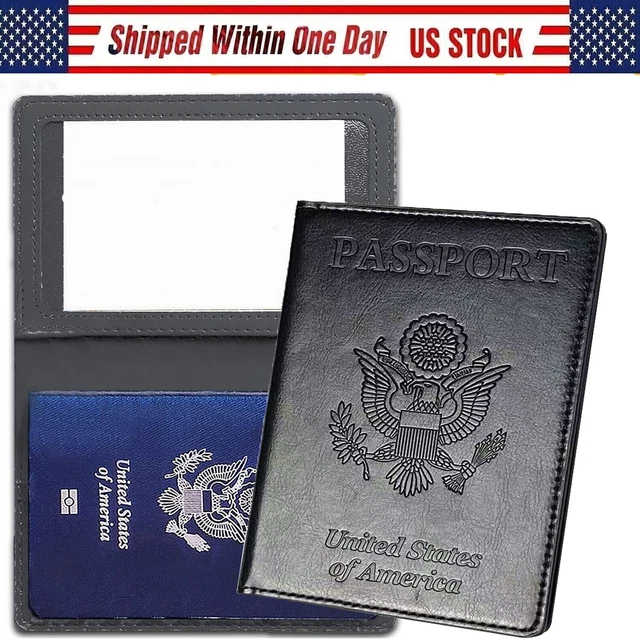 Passport Holder Cover Case with CDC Vaccination Card Slot Documents Organizer