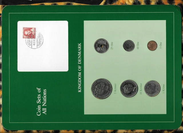 Coin Sets of All Nations Denmark 1 Krone 10 Ore 1986 10, 5 Kroner 25,5 Ore 1987