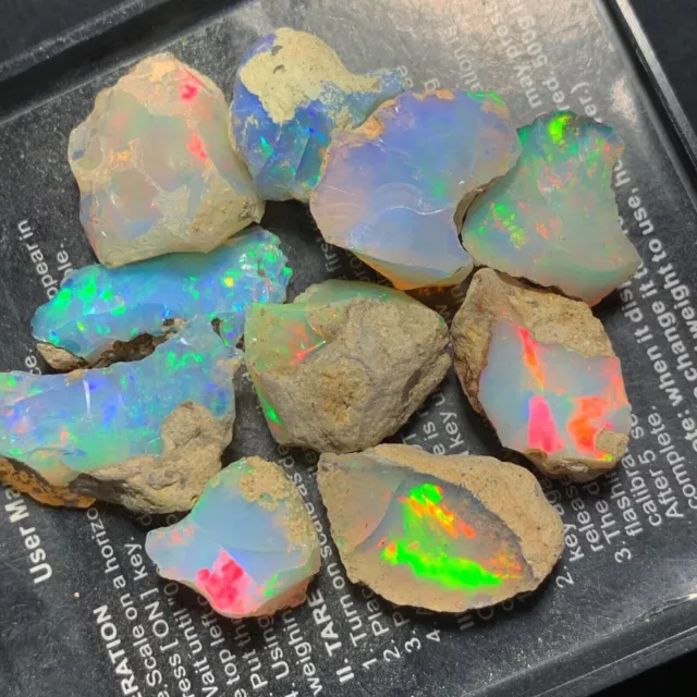 50 Carats Lot 100% Naturel Éthiopien Jumbo Welo Opale de Feu Spécimen Gemme