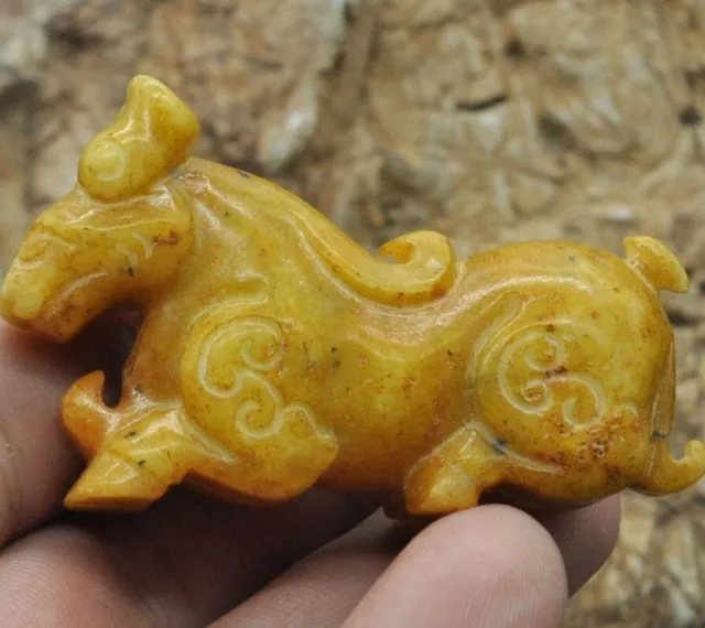 Chinese old natural jade hand-carved statue Pendants~beast