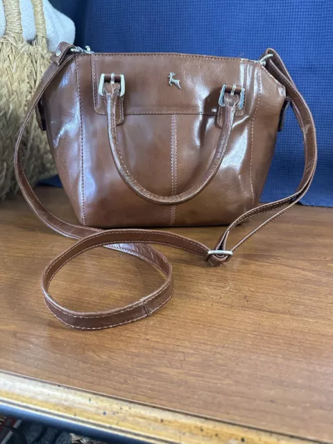 Ashwood Purse Satchel Hand Bag Brown Leather Crossbody Strap