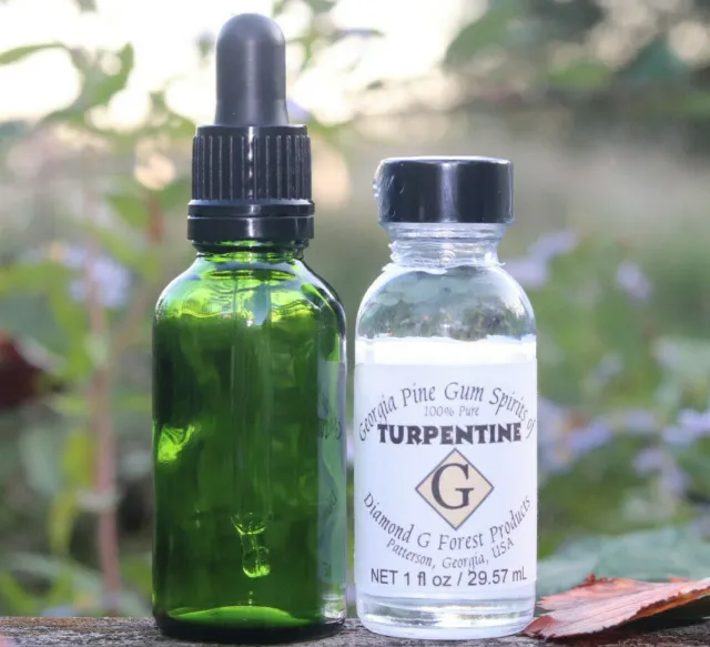 Diamond G Forest 100% Pure Gum Spirits of Turpentine 1 oz with Green Dropper