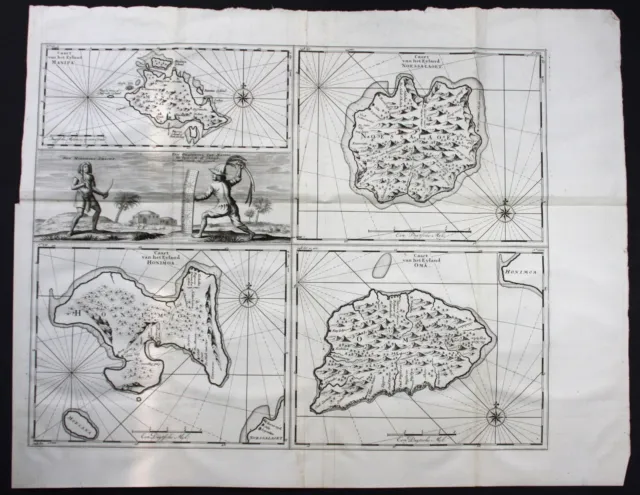 1726 Maluku island Manipa Nusa Laut Saparua Haruku Indonesia map Valentijn