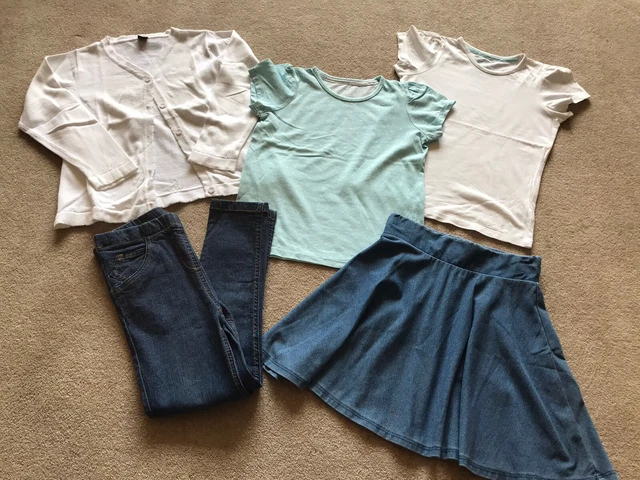 Girls Summer Clothes Bundle - Skirt/2 T-shirts/Jeggings/Cardigan - Age 8 Years