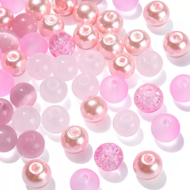 100x Pink Theme Crystal Glass Beads for Jewelry Making Bracelet Earring Necklace