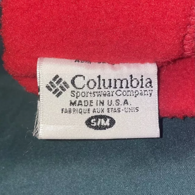 VINTAGE COLUMBIA RED Fleece Beanie Hat Cap Adult Small/Medium 90s Made ...