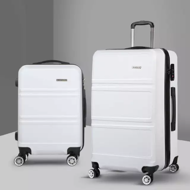 Wanderlite 2pc Luggage Trolley Set Suitcase Travel TSA Carry On Hard Case