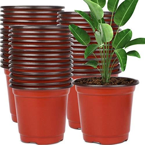 130 Packs 6 Inches Plastic Plant Nursery Pots, Seed Starting Pot Flower