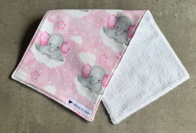 Handmade Baby Burp Cloth- Flannel Front/Double Sided Towelling Backed.