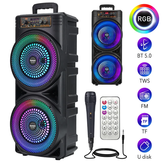 8.5& LARGE PORTABLE Bluetooth Speaker Subwoofer Party Stereo Karaoke
