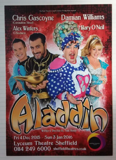 ALADDIN THEATRE FLYER 2015/16 UK Pantomime Christmas Xmas Stage Show Sheffield