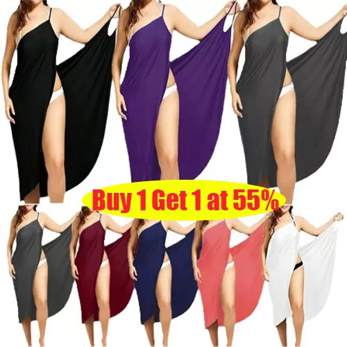 Plus Size Women Bikini Cover Up Swim-Beachwear Long Maxi Wrap Sarong Beach Dress