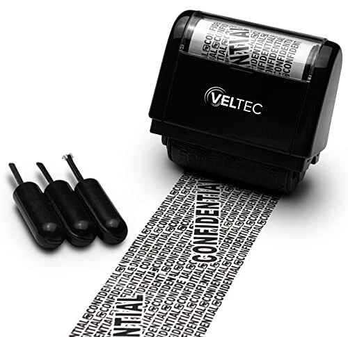 Veltec Identity Theft Protection Roller Stamp - Confidential Roller Stamp - D...