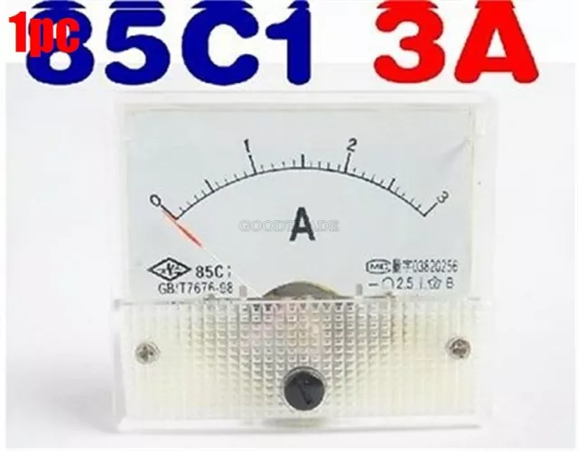 85C1-A Analog Dc 0-3A Current Tester Ammeter Amp Panel Meter cg