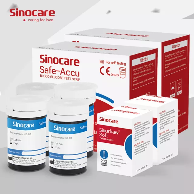 SINOCARE  Medidor de glucosa en sangre Safe-ACCU con 50-100 tiras reactivas