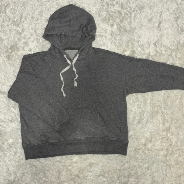 Aerie Gray Hoodie Sweatshirt Cropped Boxy Size XS