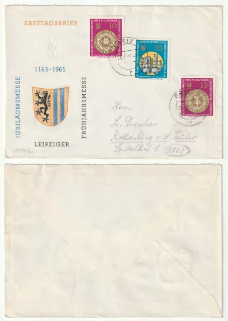 96847 - Mi.Nr. 1090-1092 - FDC - Greiz 25.2.1965 nach Rothenburg o.d. Tauber