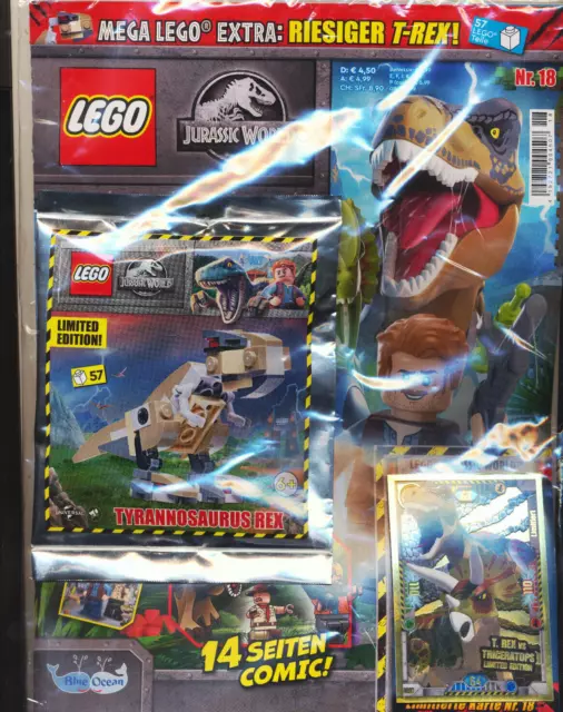 Lego Magazin Jurassic World Nr. 18  -  Minifigur Tyrannosaurus Rex + Goldkarte