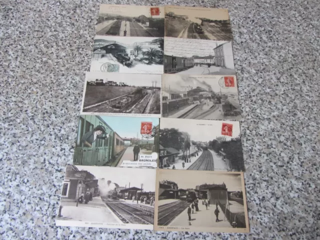 Bon Lot- 10 Cpa De Gares De France Avec Trains - Pas De Grandes Villes-Communes-