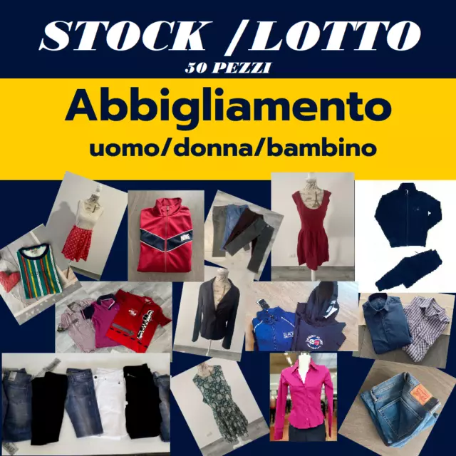 Box Stock Lotto 50 pezzi Abbigliamento Nuovo Usato - Uomo / Donna / Bambino