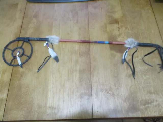 Coup Stick Native American Navajo Dream Catcher 26"