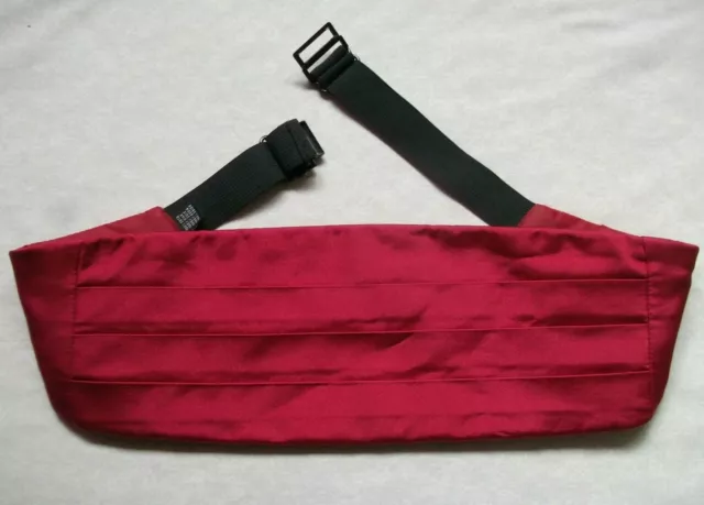 Cummerbund MENS Broad Sash Adjustable PLEATED Dark Red Vintage 1980s 1990s