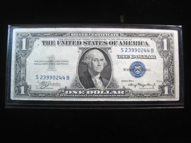 USA $1 1935-A S23990244B # SILVER CERTIFICATE Blue Seal Washington Dollar Money