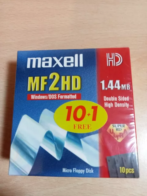 Maxell MF2HD 10x + 1 Pack Micro Floppy Discs 1.44MB Double Sided High Density