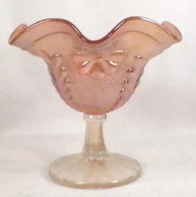 Daisy & Plume Carnival Glass Compote Marigold Northwood Antique Open EAPG