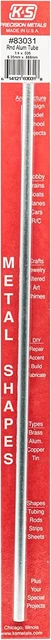 K & S 83031 Round Aluminum Tube, 1/4" OD x 0.035" Wall x 12" Long, 1 Piece, Made