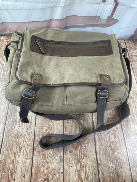 TUMI T-TECH ESSENTIAL GEAR Messenger Bag Laptop Canvas and Leather Trim