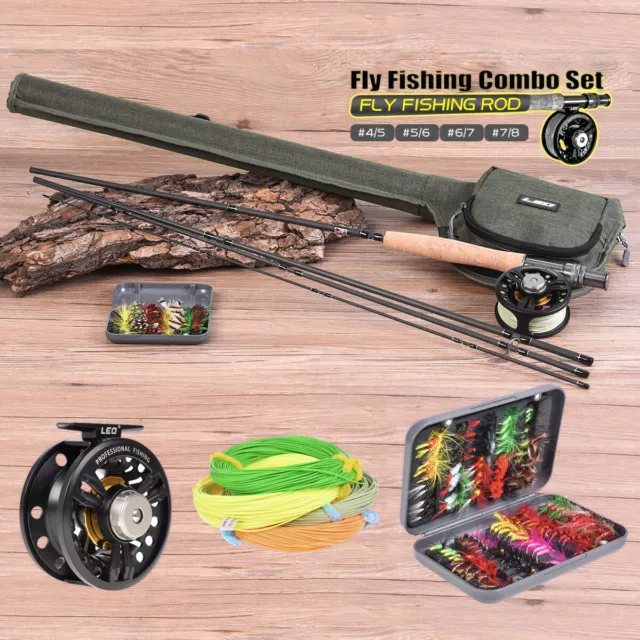 9FT Fly Fishing Rod and Reel Combos Kit with Carry Bag 100 Flies 85mm Fly Reel