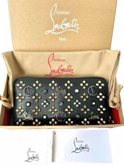 Christian Louboutin Zip Around Panettone Black Long Wallet Studs Italy Box Bag