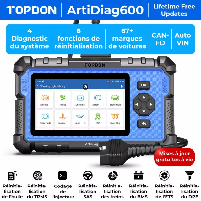 TOPDON AD600 outil de Diagnostic de voiture professionnel Scanner OBD2 ABS PCM