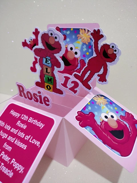 Elmo Personalised Birthday Card 3D Pop Up Girls boys special birthday gift