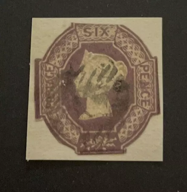 GB QV, 1847, 6d Purple embossed, SG59, Fine used, cut to shape, Re-backed.