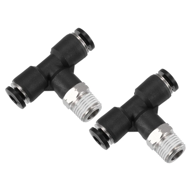 2 Pcs Voiture Pneumatique T Forme Raccord 4mm Tube OD à 1/8" NPT Filetage