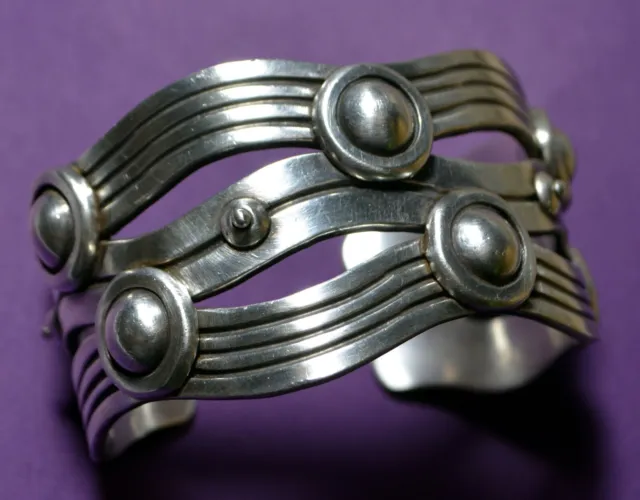William Spratling Taxco Mexico Sterling Silver River of Life Cuff Bracelet 86g